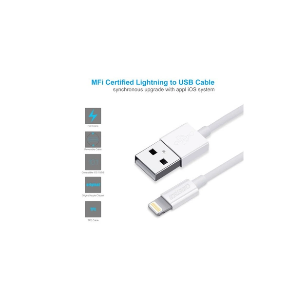 Дата кабель USB 2.0 AM to Lightning 1.8m 2.1A MFI White Choetech (IP0027-WH) - picture 5