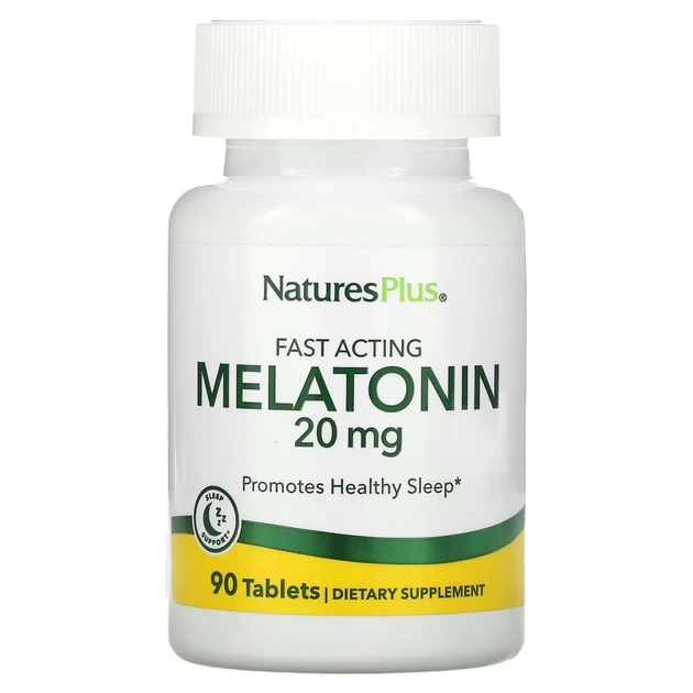 Амінокислота Natures Plus Мелатонін Швидкодіючий, 20 мг, Fast Acting Melatonin, 90 таблеток (NAP-47628) - изображение 1