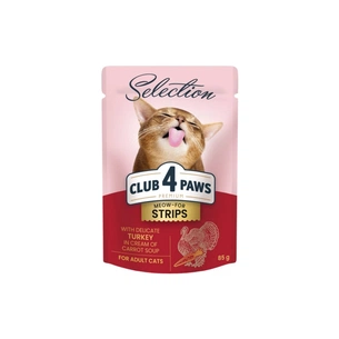 Вологий корм для кішок Club 4 Paws Selection Плюс Смужки з індичкою в крем супі з моркви 85 г (4820215368070) зображення 1