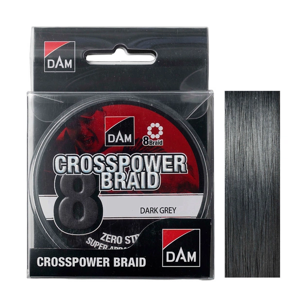 Шнур DAM CROSSPOWER 8-BRAID 110м 0,15мм 9,0кг/20Lb (dark grey) (60079) - изображение 1