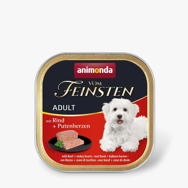 Консерви для собак Animonda Vom Feinsten Adult with Beef + Turkey hearts 150 г (4017721826129) - зображення 1
