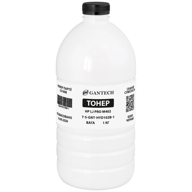 Тонер HP LJ Pro M402 bottle, 1kg Gantech (TSM-HYD102B-1) - изображение 1