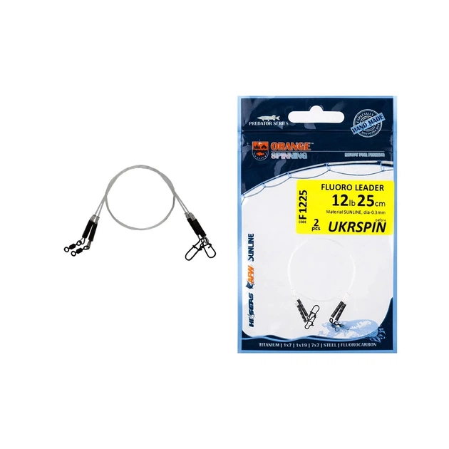 Повідець Ukrspin Orange Spinning Fluoro Sunline 20см 14кг(30lb)/0.6 мм (2шт/уп) (1590.03.21) - picture 1