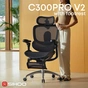 Крісло офісне Sihoo Doro C300 PRO V2 Black з підставкою для ніг (C300-PRO-V2-B101-JT) - зменшене зображення 2