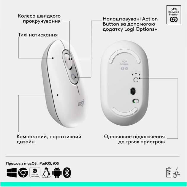 Комплект Logitech POP Icon Combo Bluetooth UA Off-White (920-013141) - picture 7