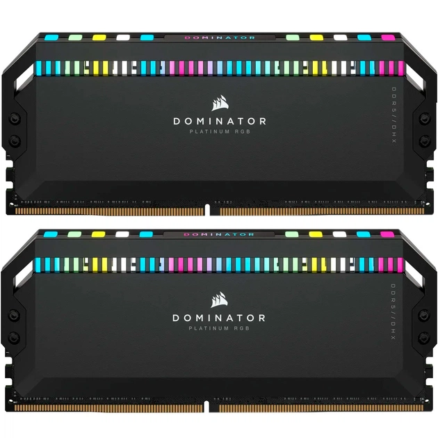 Модуль пам'яті для комп'ютера DDR5 32GB (2x16GB) 6400 MHz Dominator Platinum RGB Black Corsair (CMT32GX5M2B6400C32) - зображення 1