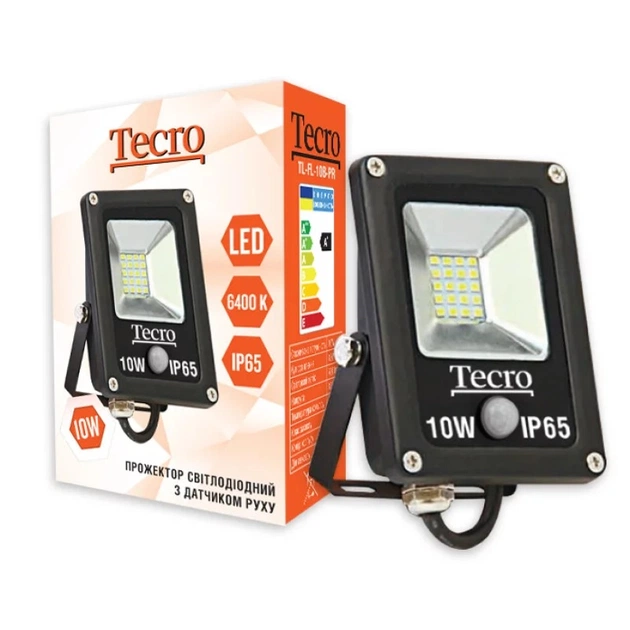Светодиодный прожектор Tecro TL-FL-10B-PR 10W 6400K с датчиком движения - изображение 1