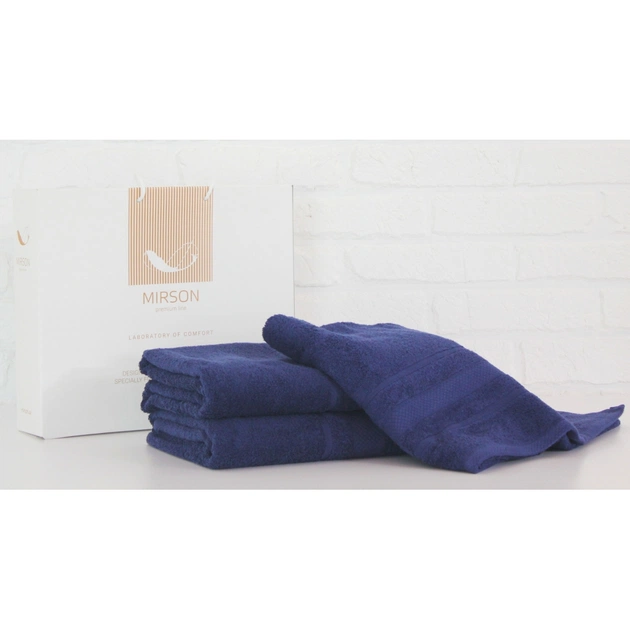 Рушник MirSon набір банних 5076 Elite SoftNess Kingblue 50х90, 70х140, 100x150 (2200003960969) - зображення 1
