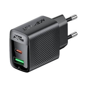 Зарядний пристрій Acefast 2xUSB 30W (USB-C+USB-A) Gan A98 Black (6974316283263) зображення 1