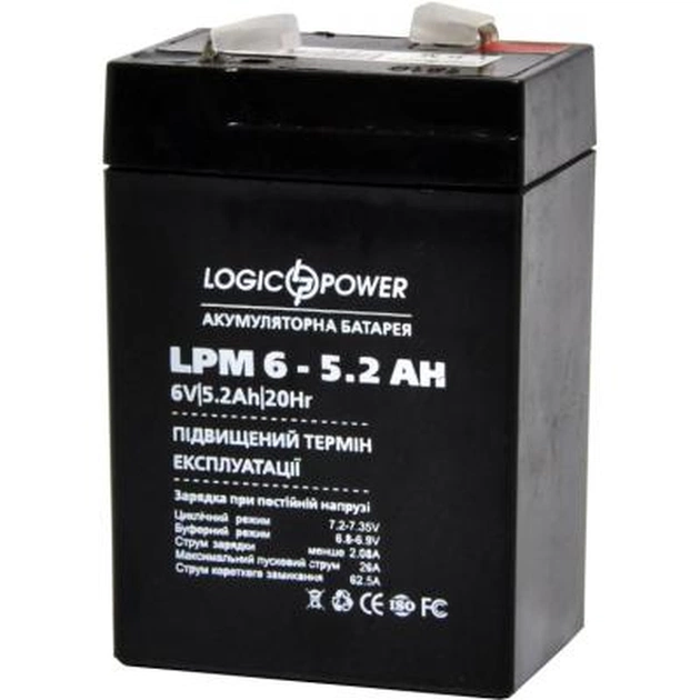Батарея до ДБЖ LogicPower LPM 6В 5.2 Ач (4158) - picture 3