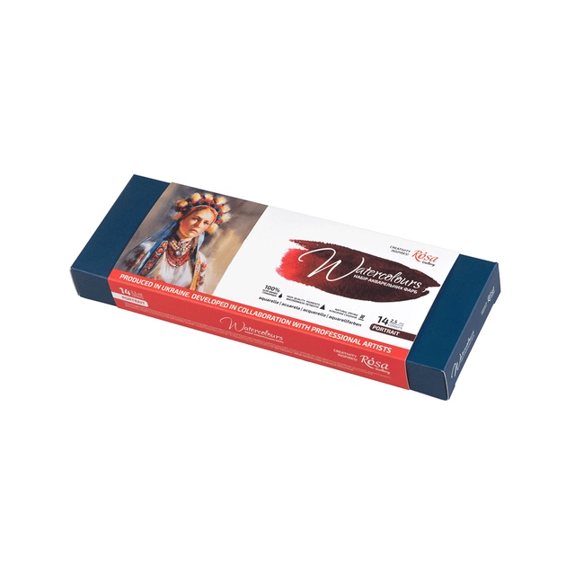 Акварельні фарби Rosa Gallery Portrait, в металевому пеналі, 14 кол., кювета (4823098539766) - picture 1