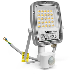 Прожектор Videx F5 20W 3000-5000-6500K з датчиком руху 230V White (VL-F5-020CW-S) зображення 1