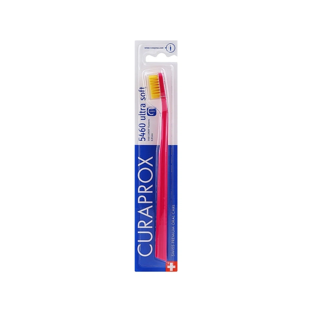 Зубна щітка Curaprox CS 5460 Ultra Soft Ультрам'яка D 0.10 мм Малинова з жовтою щетиною (CS 5460-09) - изображение 1