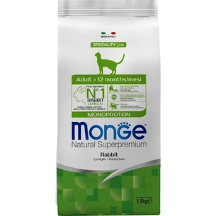 Сухой корм для кошек Monge Cat Adult с кроликом 1.5 кг (8009470011945) изображение 1
