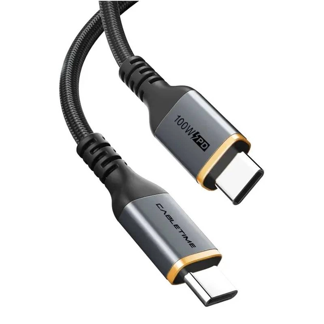 Кабель Cabletime USB Type-C - USB Type-C (M/M) PD 100W, 1 м, Black (CU03L) - изображение 1