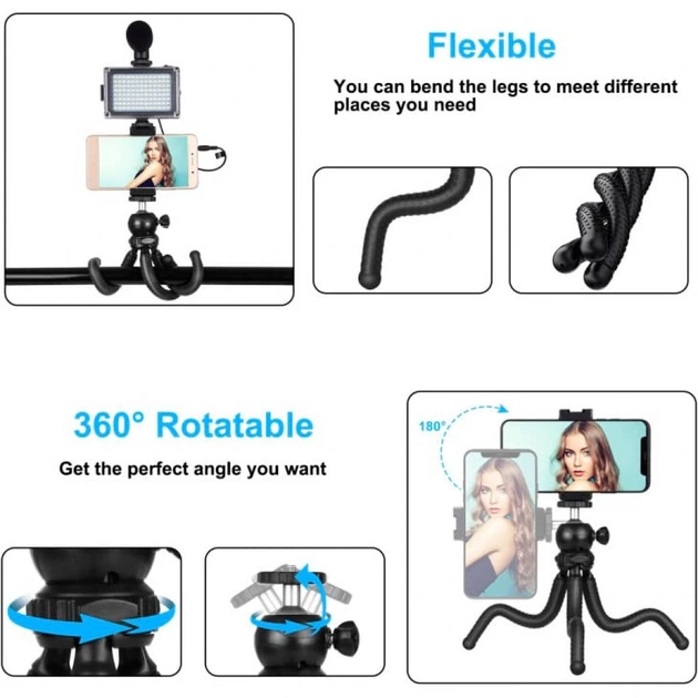 Набір блогера Puluz 4in1 (light, mount, phone holder, microphone) (PKT3094B) - picture 3