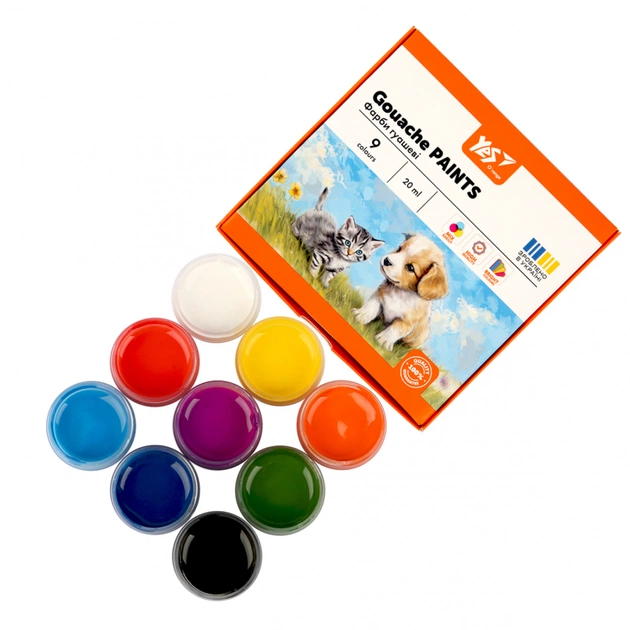 Гуашеві фарби Yes Orange Line 9 кольорів по 20 мл (230431) - picture 4