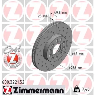 Гальмівний диск ZIMMERMANN 600.3221.52 зображення 1