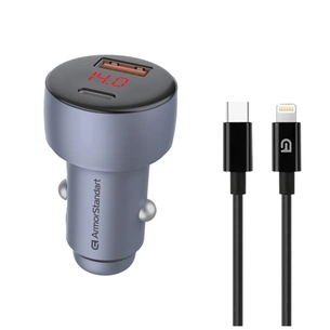 Зарядний пристрій Armorstandart AR-C43 Type-C PD30W + USB QC 3.0 Grey + cable Lightning (ARM82462) зображення 1