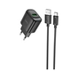 Зарядний пристрій HOCO C140A Smart USB QC3.0 + cable USB to USB-C Black (6942007627825) - зменшене зображення 2