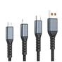 Дата кабель USB 2.0 AM to Lightning + Micro 5P + USB-C 1.2m 100W nylon black XoKo (SC-3100) - уменьшенное изображение 2