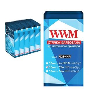 Стрічка до принтерів 10мм х 12м HD п. Black*5шт WWM (R10.12HR5) зображення 1