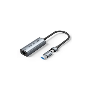Перехідник USB-C + USB-A to RJ45 Ethernet 2500Mbps gray Vention (CFUHB) зображення 1