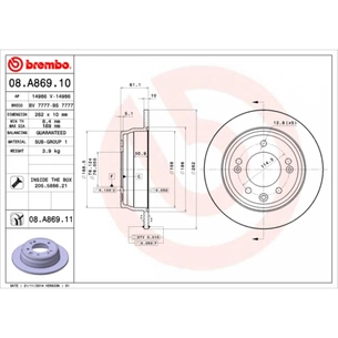 Гальмівний диск Brembo 08.A869.10 зображення 1
