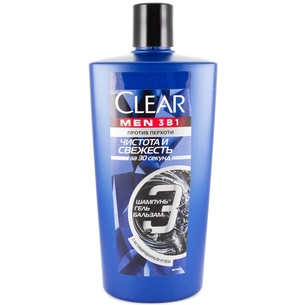 Шампунь Clear 3 в 1 Чистота та свіжість 610 мл (8714100889855) зображення 1