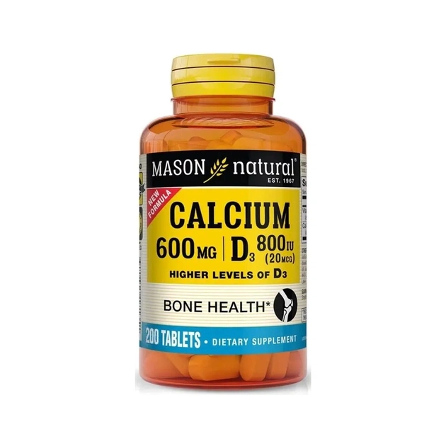 Мінерали Mason Natural Кальцій 600 мг з Вітаміном D3 800 МО, Calcium 600 mg з Vitamin D3 800 IU, 2 (MAV17132) - зображення 1
