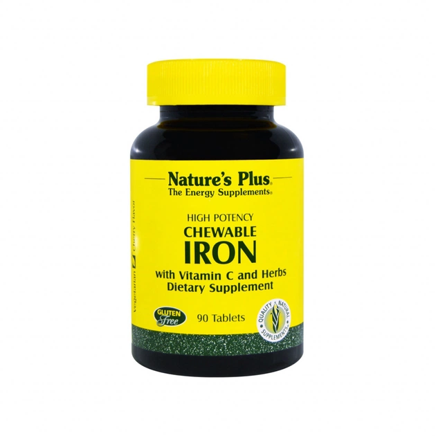 Мінерали Natures Plus Залізо з вітаміном С, Chewable Iron, 90 жувальних таблеток (NAP-03421) - зображення 1