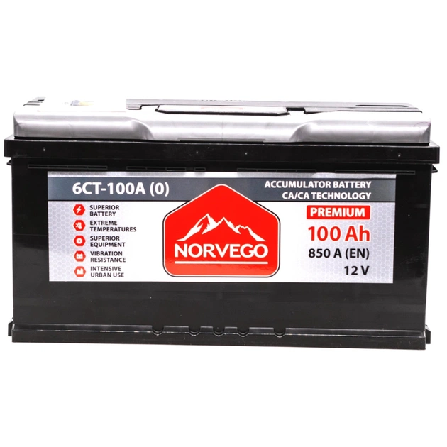 Аккумулятор автомобильный NORVEGO ВЕСТА Premium 100A +прав (0) (850 пуск) - изображение 1