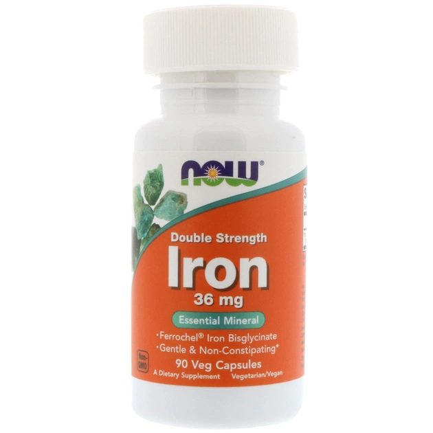 Минералы Now Foods Железо, Iron, 36 мг, 90 капсул (NOW-01444) - изображение 1