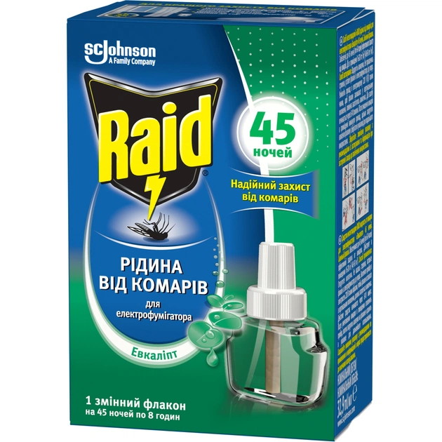 Жидкость для фумигатора Raid от комаров 45 ночей с эвкалиптом (5000204329100) - изображение 1