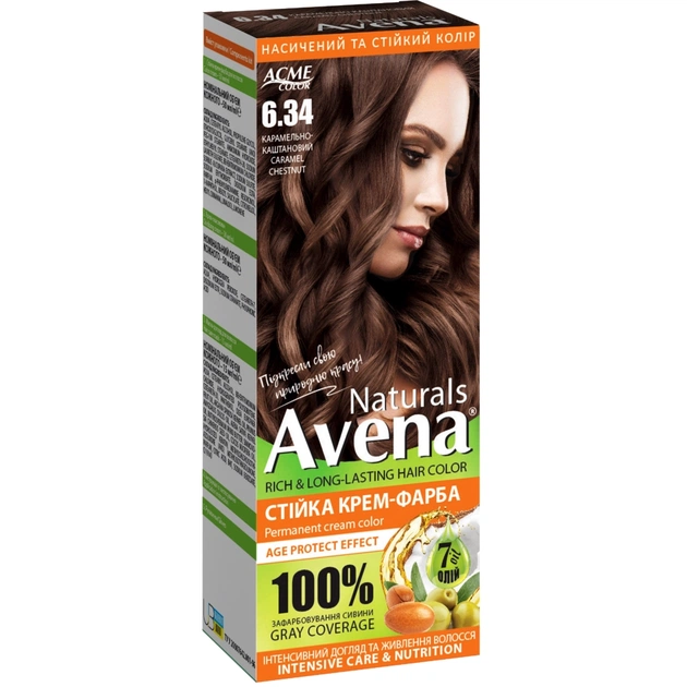 Фарба для волосся Acme Color Avena Naturals Стійка 6.34 - Caramel Chestnut (4823115503268) - зображення 1