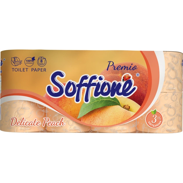 Туалетний папір Soffione Premio Delicate Peach 3 шари 8 рулонів (4820003836064) - изображение 1