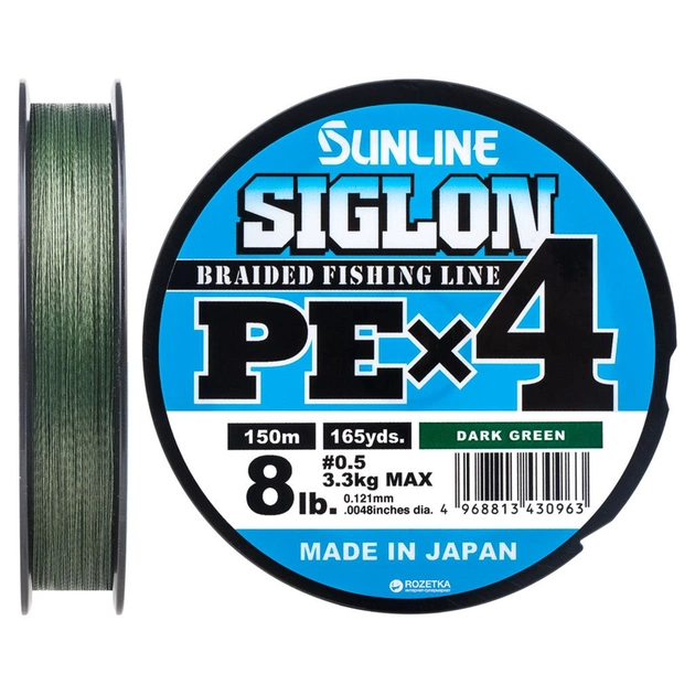 Шнур Sunline Siglon PE н4 150m 0.5/0.121mm 8lb/3.3kg Dark Green (1658.09.16) - зображення 1