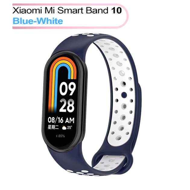 Ремінець до фітнес браслета BeCover Vents Style для Xiaomi Mi Smart Band 10 Blue-White (713632) - picture 1