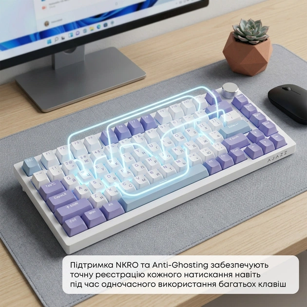 Клавіатура Ajazz AK820 Sea Salt Switch White USB-C (AK820-SS-PWB) - зображення 11