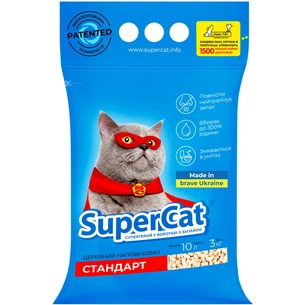 Наповнювач для туалету Super Cat Стандарт Деревний вбирний 3 кг (10 л) (3550) изображение 1