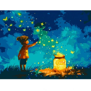 Картина по номерам Santi Хлопчик і світлячки, 40*50см, LED підсвітка (955096) зображення 1