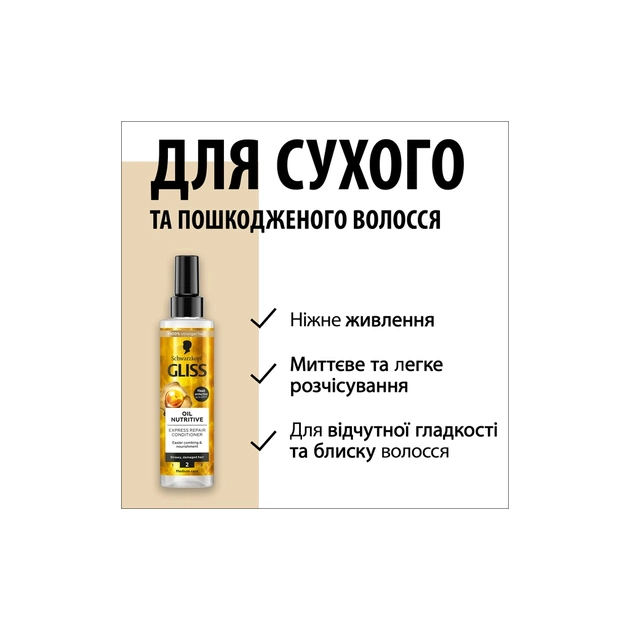 Кондиционер для волос Gliss Oil Nutritive Hair Repair для сухих и поврежденных волос 200 мл (9000100398701) - изображение 4