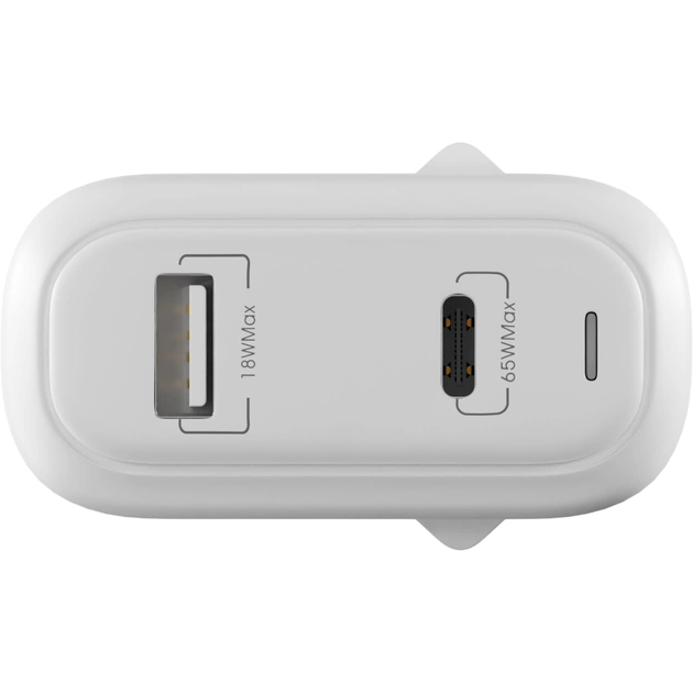Зарядное устройство Globex GaN 1xUSB + 1xUSB-C 65W FastPower white (GaN65WAC) - изображение 1
