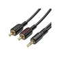 Кабель мультимедійний 3.5mm M to 2xRCA 1.5m Black BOROFONE (6974443382204) - уменьшенное изображение 3