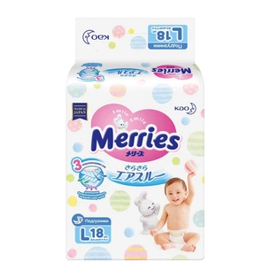 Підгузки Merries для дітей L 9-14 кг 18 шт (589570/394617) зображення 1