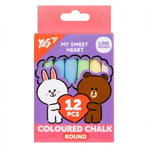 Крейда Yes кольорова Line Friends 12 шт кругла (400516) зображення 1