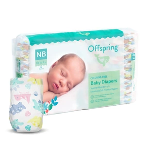 Підгузки Offspring Dinoland, розмір NB, до 4 кг 56 шт (DP-OI-FAT-NB56P-DNL) зображення 1