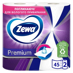 Паперові рушники Zewa Premium 2 шари 90 відривів 2 рулони (7322541191331) зображення 1