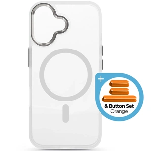 Чохол до мобільного телефона Armorstandart Unit MagCase Apple iPhone 17 Clear Silver + Orange Button Set (ARM90581) зображення 1