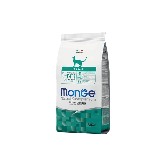 Сухой корм для кошек Monge Cat Hairball со вкусом курицы, кукурузы и риса 1.5 кг (8009470005234) - изображение 1